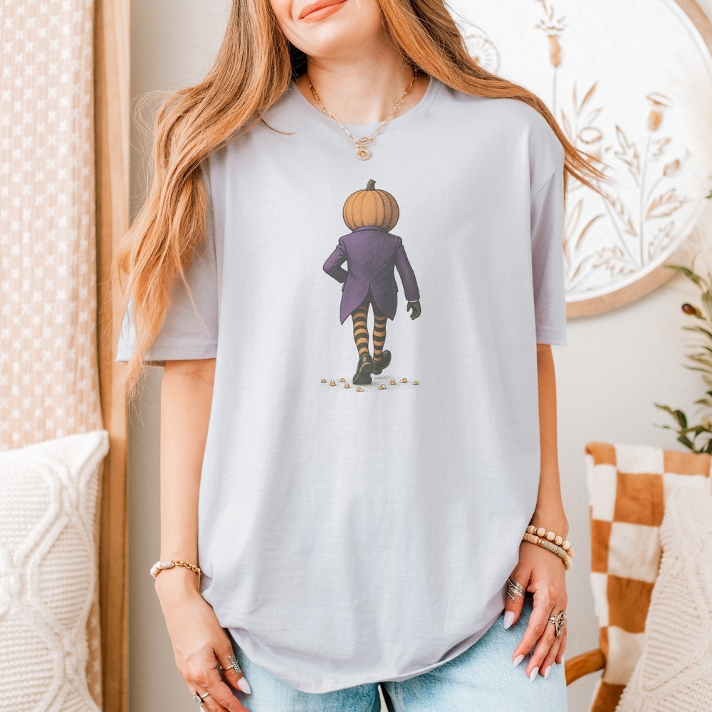 Pumpkin Head Strolling Away in Tailcoat Tee